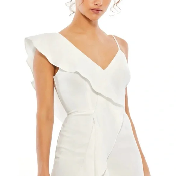 Mac Duggal/ IEENA #70161 NWT Asymmetrical Ruffle Cocktail Mini Dress Size 2 - Picture 2 of 9